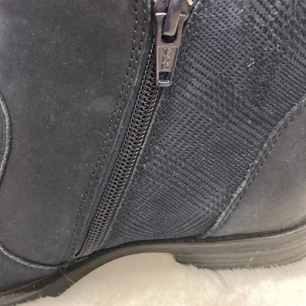 Earth Jordan Navy Blue Leather Upper Ankle Boots Side Zip Like New Size …